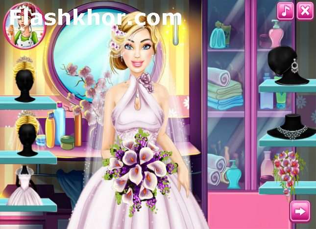 بازی آنلاین آرایش باربی و مدل لباس باربی عروس واقعی - دخترانه فلش